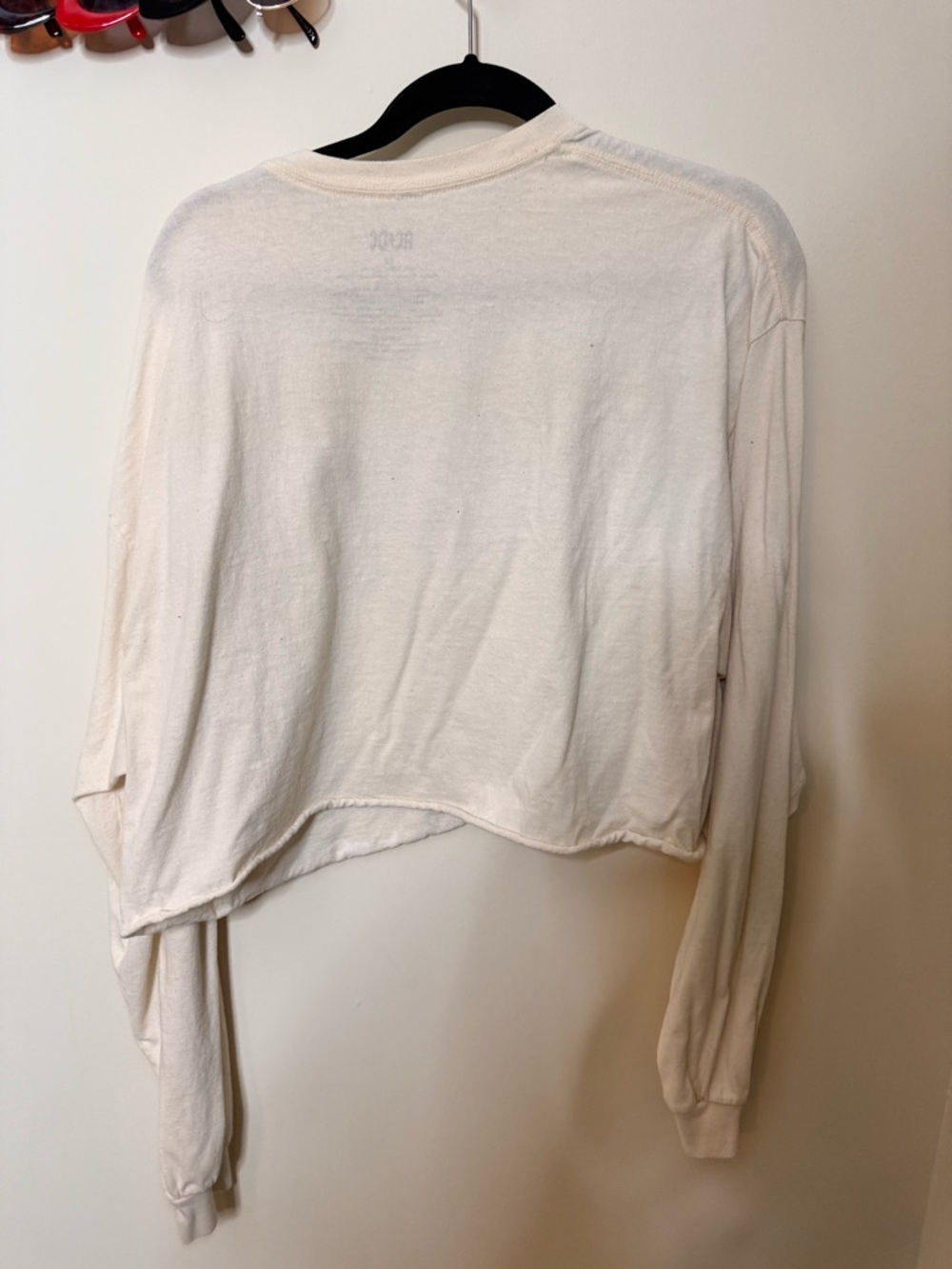 AC/DC White Crop Long Sleeve Tee with Leopard-Print Logo - Picture 2 of 4